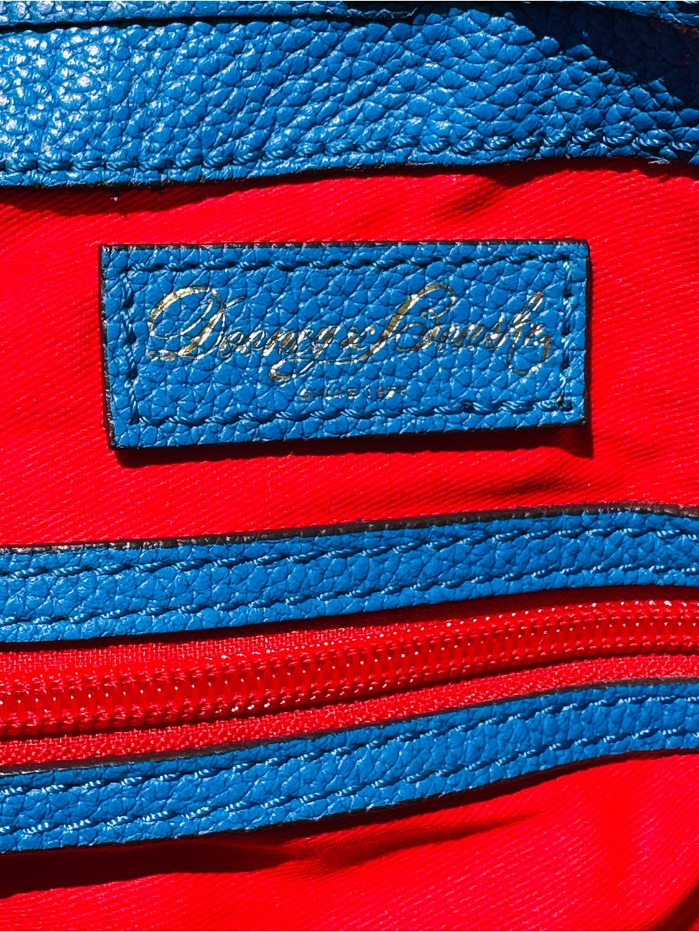 Dooney Bourke Royal Blue Pebble leather with Red lining. - Picture 10 of 10